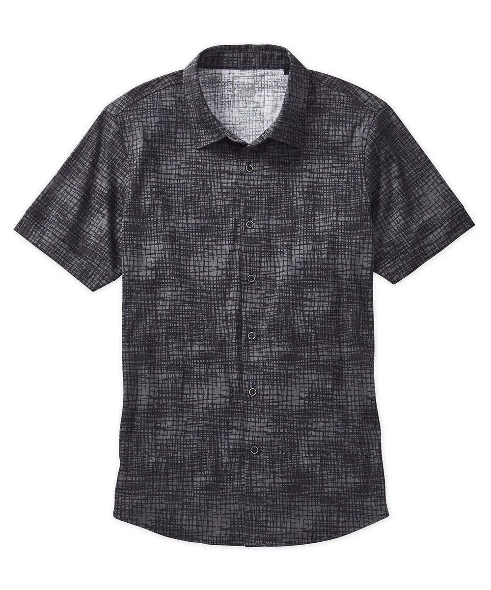 Raffi Crosshatch Aqua Knit Short Sleeve Shirt